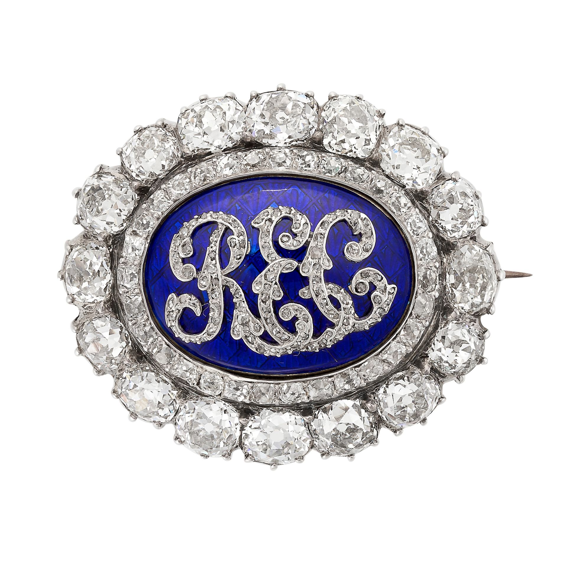 NO RESERVE - A FINE ANTIQUE VICTORIAN DIAMOND AND ENAMEL MOURNING LOCKET BROOCH, 19TH CENTURY in