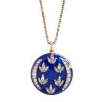 NO RESERVE - AN ANTIQUE VICTORIAN DIAMOND AND ENAMEL LOCKET PENDANT NECKLACE, 19TH CENTURY in yellow