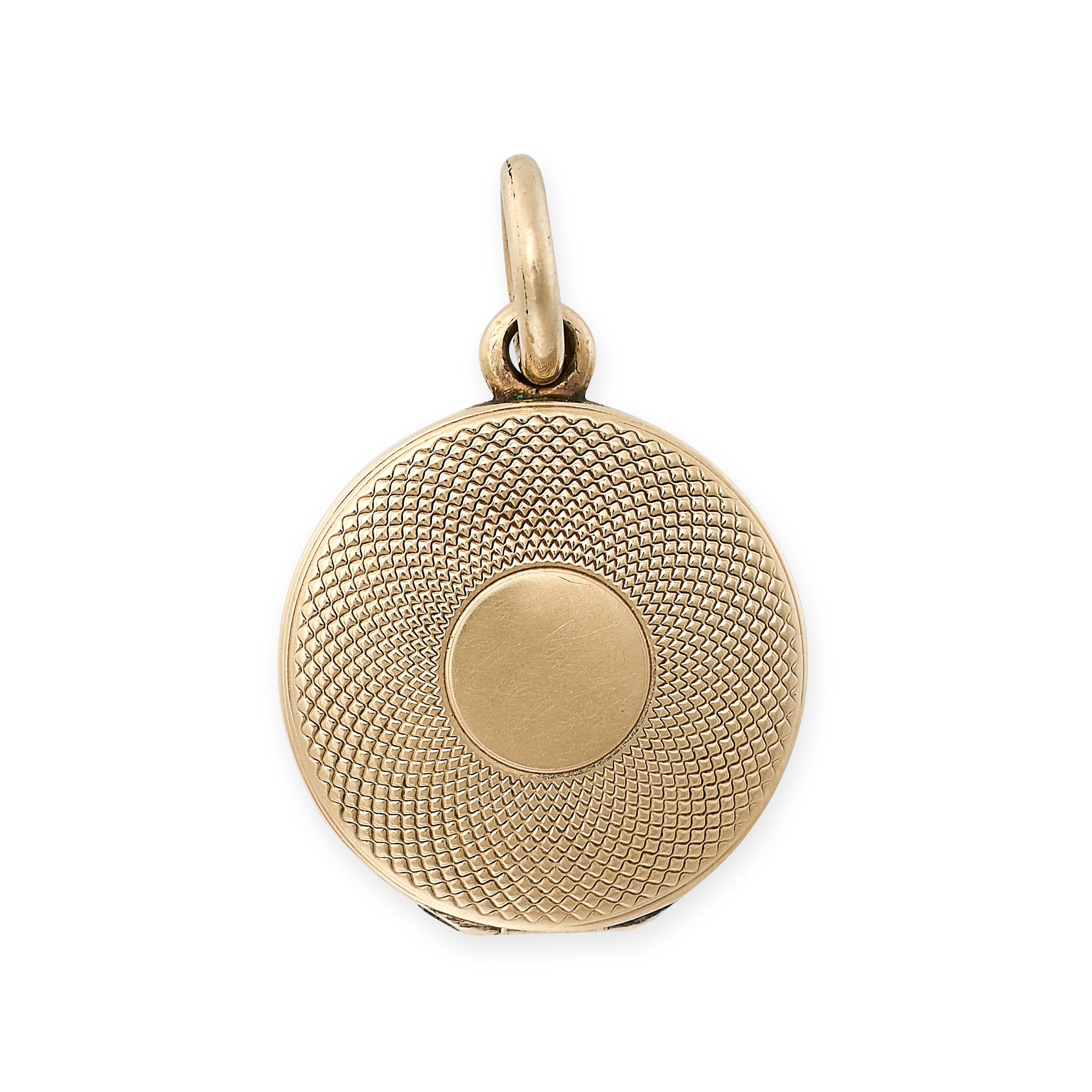 NO RESERVE - AN ANTIQUE VICTORIAN HAIRWORK MOURNING LOCKET PENDANT in yellow gold, circular shape