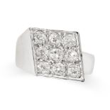 NO RESERVE - A DIAMOND DRESS RING the diamond shaped face pave set with old cut diamonds, no assay