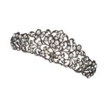 NO RESERVE - A PASTE HAIR COMB in silver, of foliate design, set throughout with old cut and
