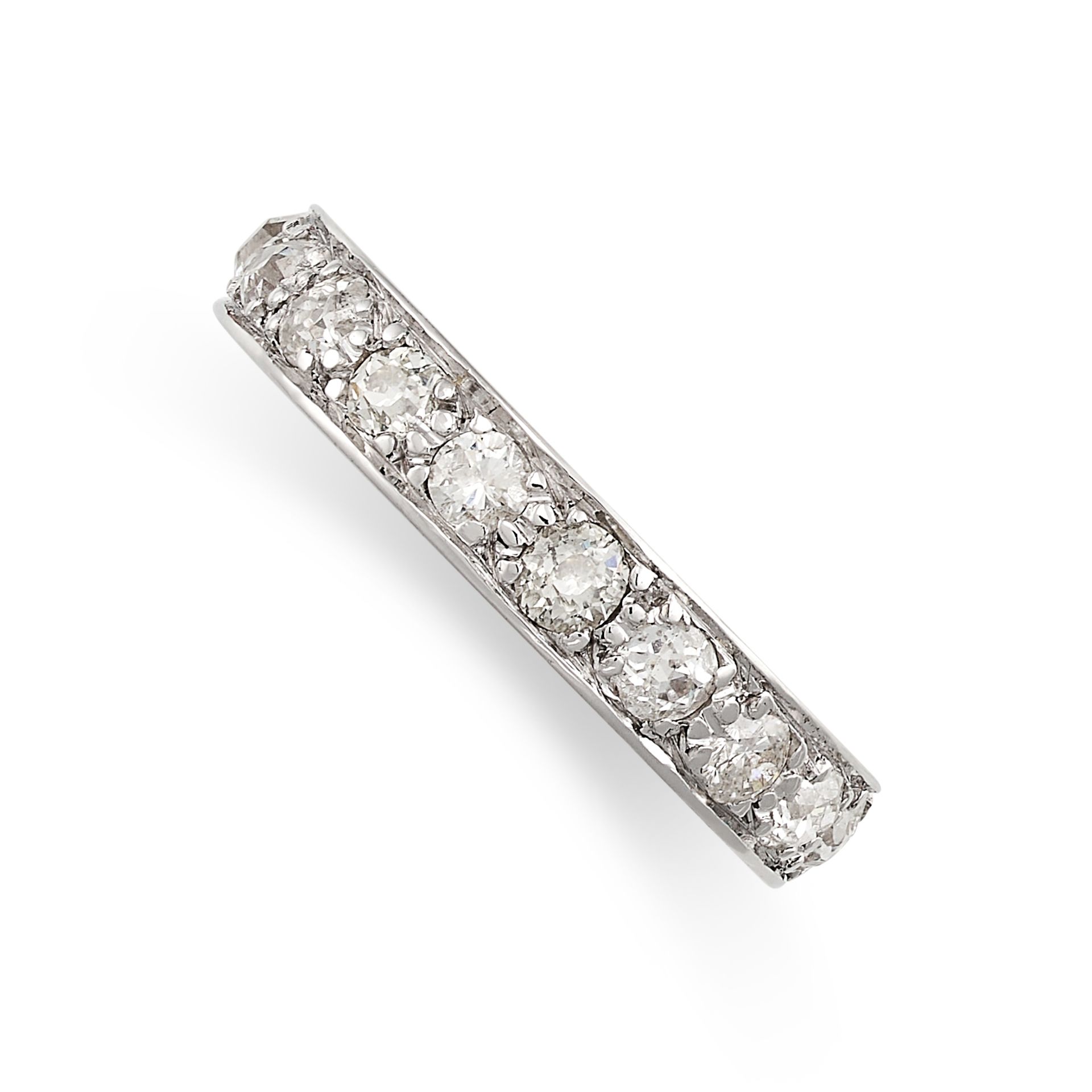 NO RESERVE - A DIAMOND FULL ETERNITY RING the band set all around with a row of old cut diamonds