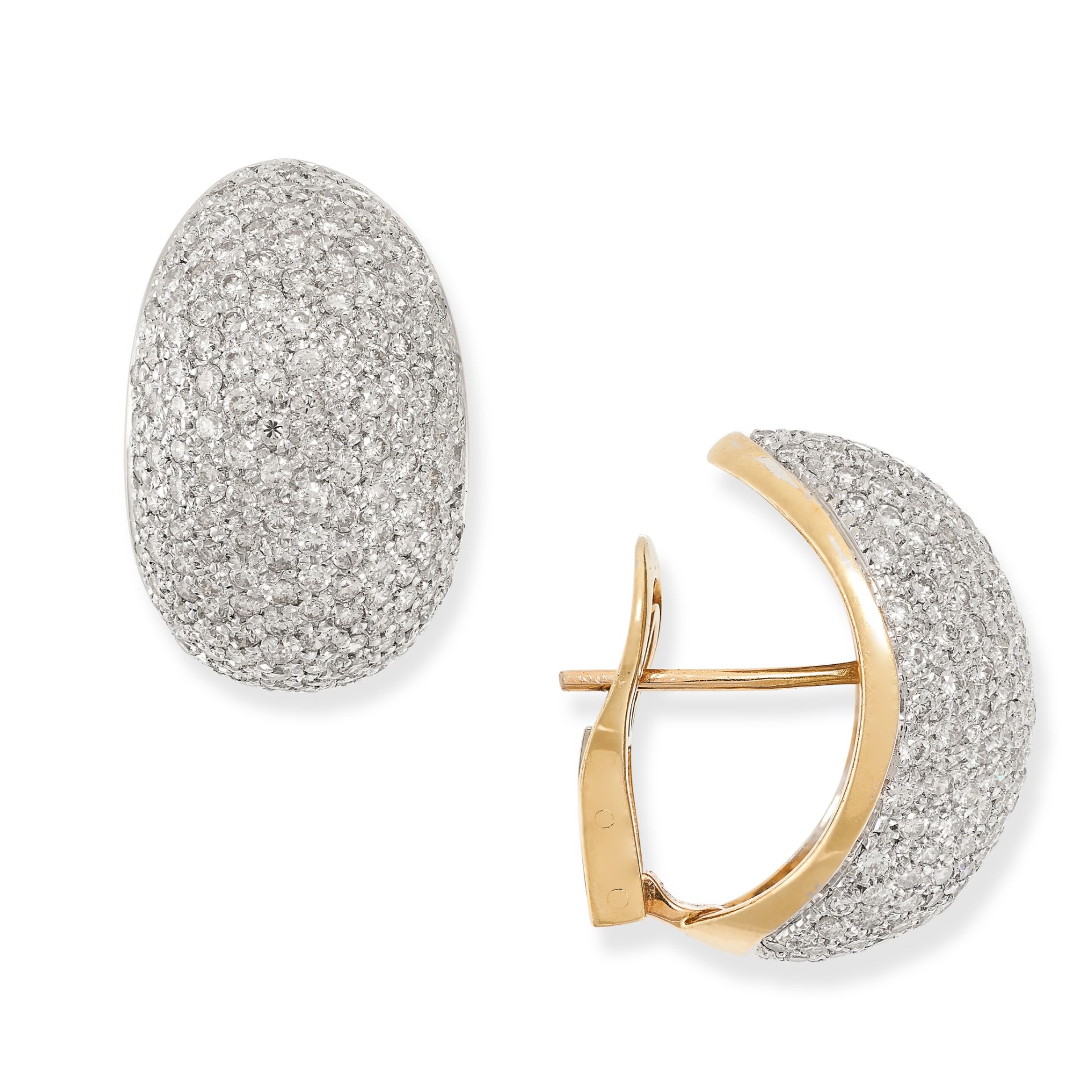 A PAIR OF DIAMOND HOOP EARRINGS in yellow gold and white gold, pave set with round brilliant cut - Image 2 of 2