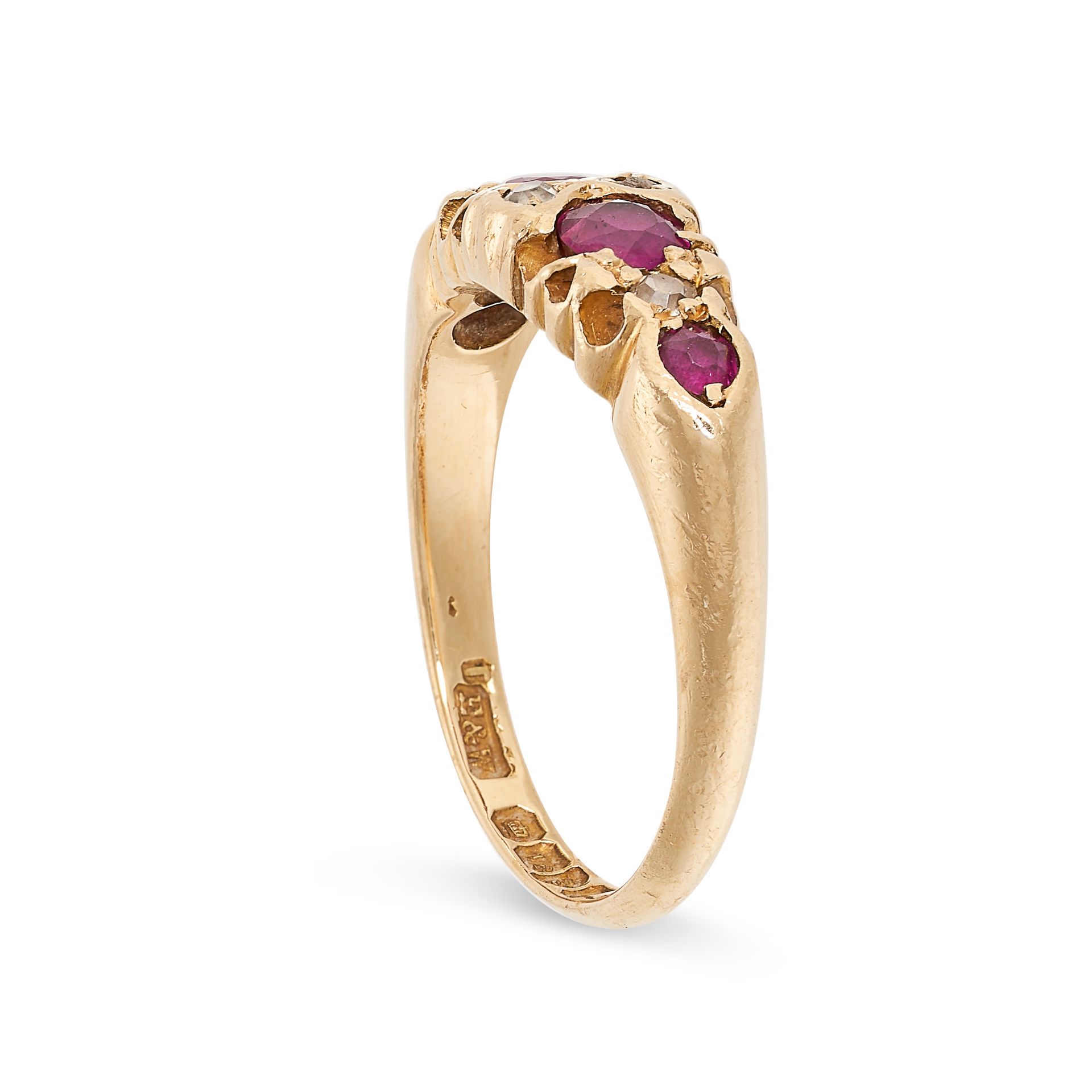 AN ANTIQUE RUBY AND DIAMOND DRESS RING, 1912 in 18ct yellow gold, set with four round cut rubies - Bild 2 aus 2