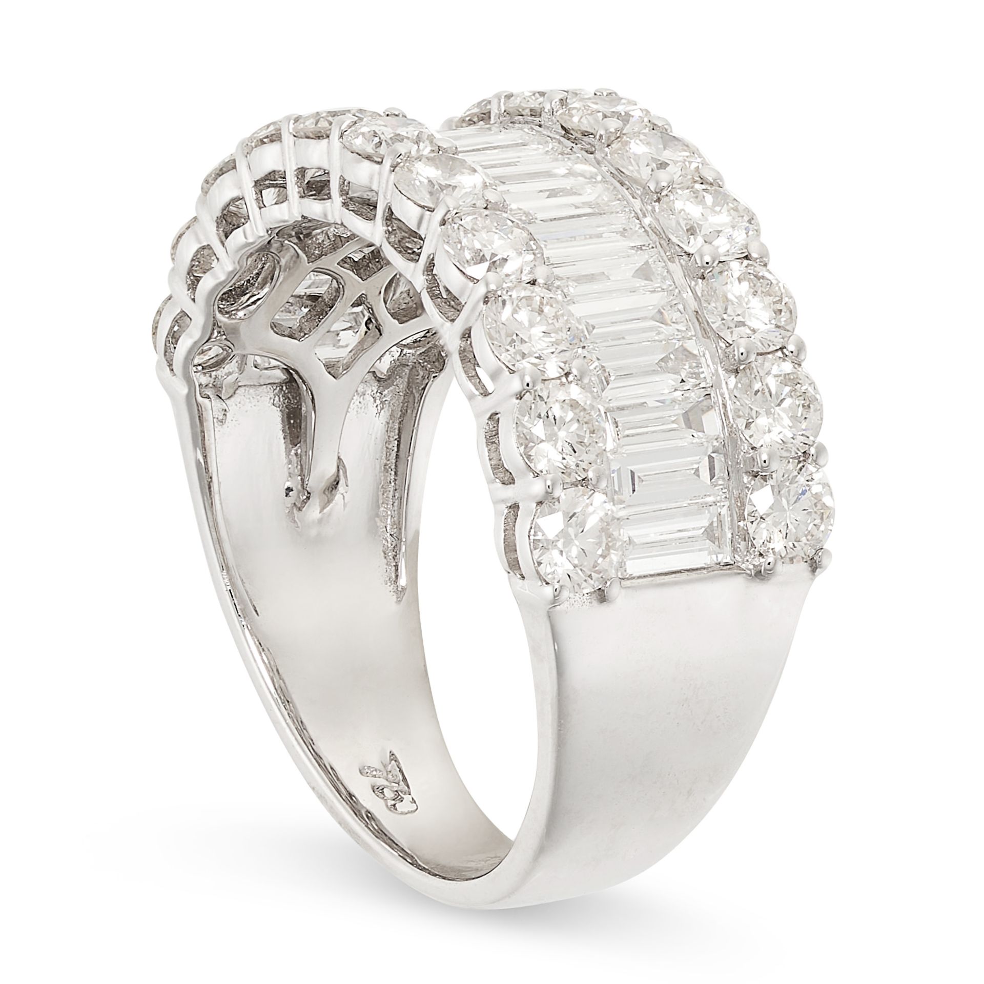 A DIAMOND HALF ETERNITY RING in 18ct white gold, the band half set with a row of baguette cut - Image 2 of 2