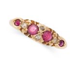 AN ANTIQUE RUBY AND DIAMOND DRESS RING, 1912 in 18ct yellow gold, set with four round cut rubies