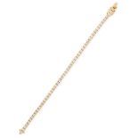 A 6.90 CARAT DIAMOND LINE BRACELET in 18ct yellow gold, set with a single row of fifty-one round