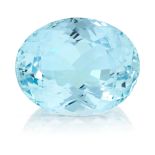 AN UNMOUNTED AQUAMARINE oval cut, 46.50 carats.