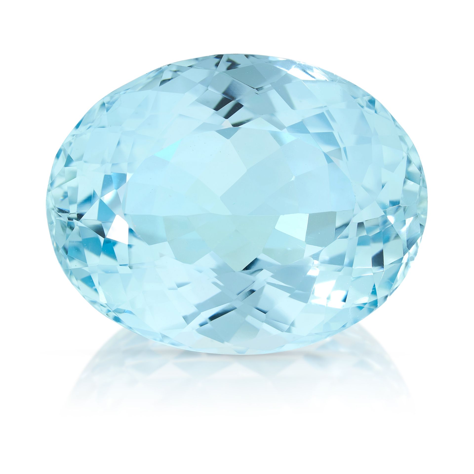 AN UNMOUNTED AQUAMARINE oval cut, 46.50 carats.