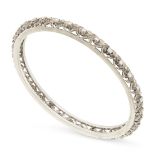 NO RESERVE - A DIAMOND BANGLE comprising a single row of round cut diamonds accented by foliate