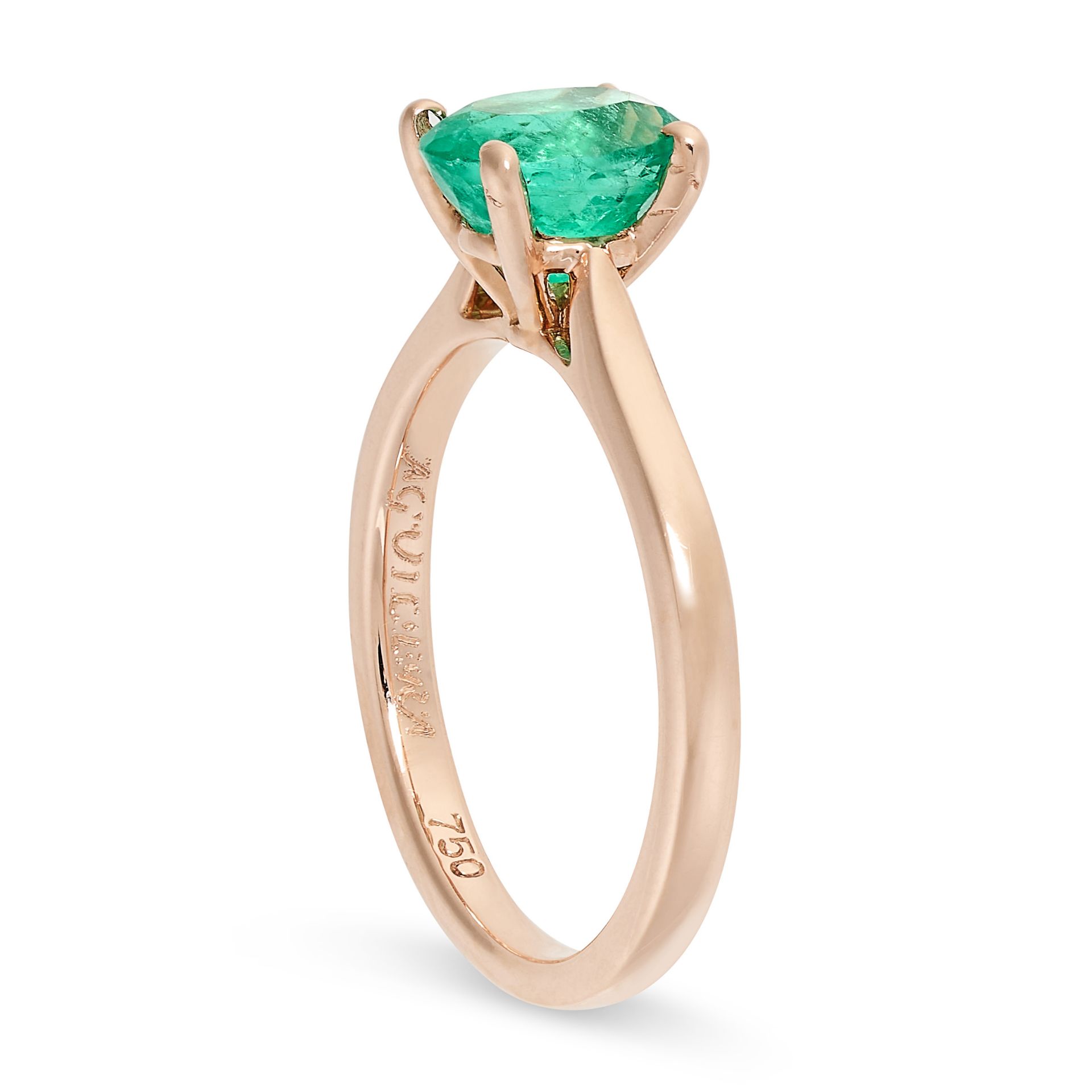 AN EMERALD SOLITAIRE RING in 18ct rose gold, set with an oval cut emerald, British hallmarks for - Bild 2 aus 2
