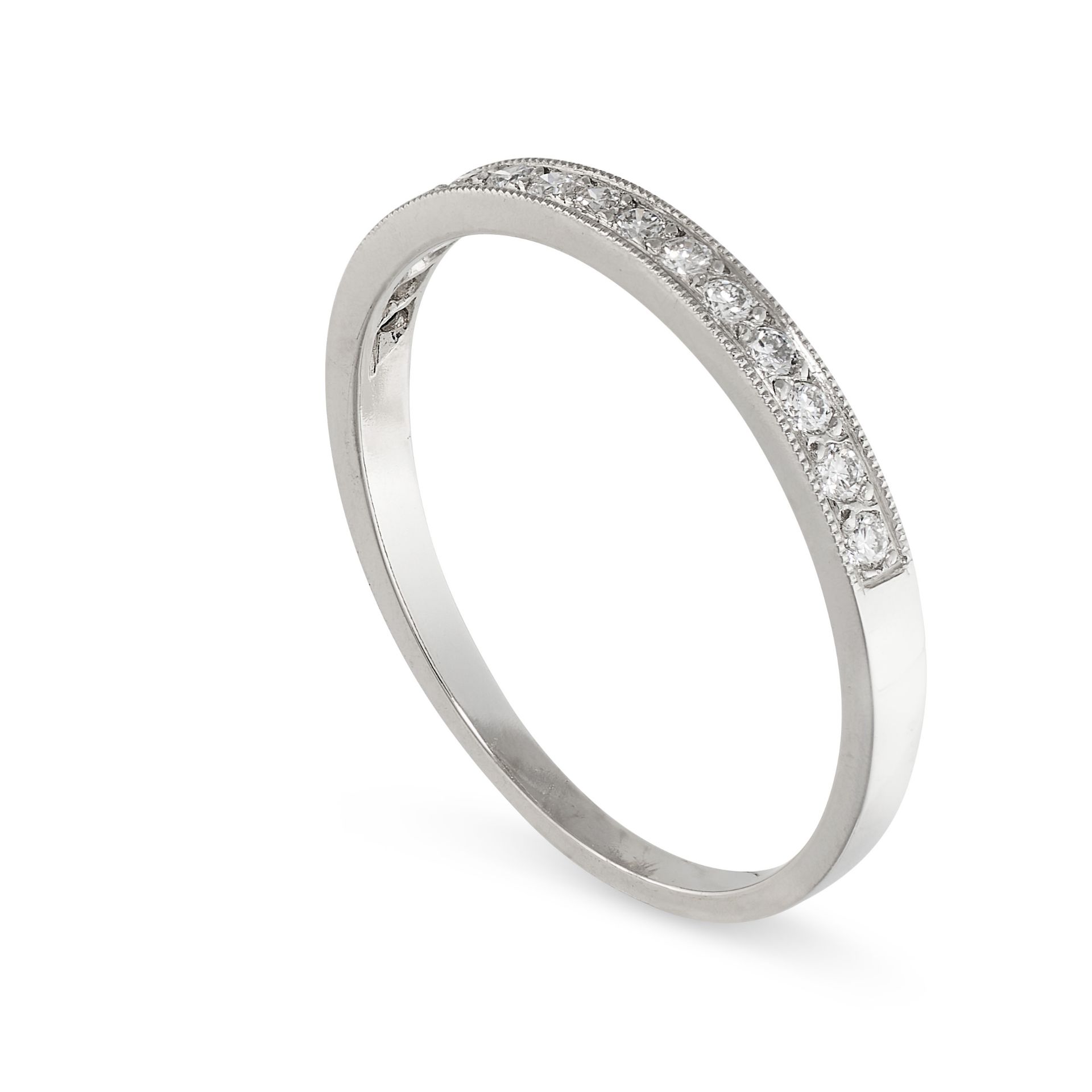 A DIAMOND HALF ETERNITY RING set with a row of single cut diamonds, no assay marks, size Q / 8, 2. - Bild 2 aus 2
