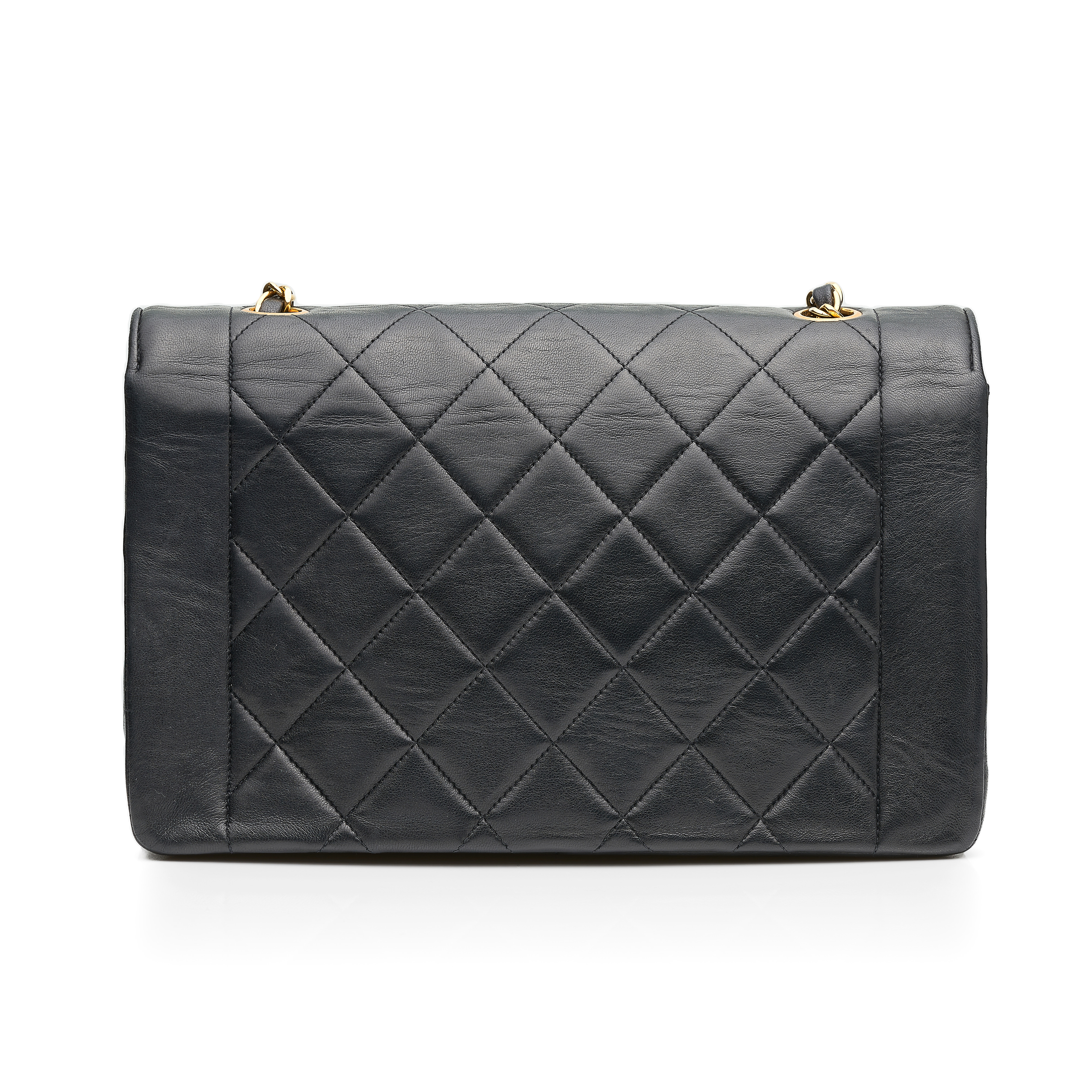 CHANEL, A VINTAGE DIANA 10" MEDIUM CLASSIC FLAP BAG black quilted lamb leather, gold-tone - Image 3 of 4