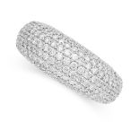 A DIAMOND BOMBE RING the tapered band pave set with round brilliant cut diamonds, the diamonds all