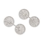 BUCCELLATI, A PAIR OF DIAMOND CUFFLINKS, 1950S the circular faces designed as wheels, set with a