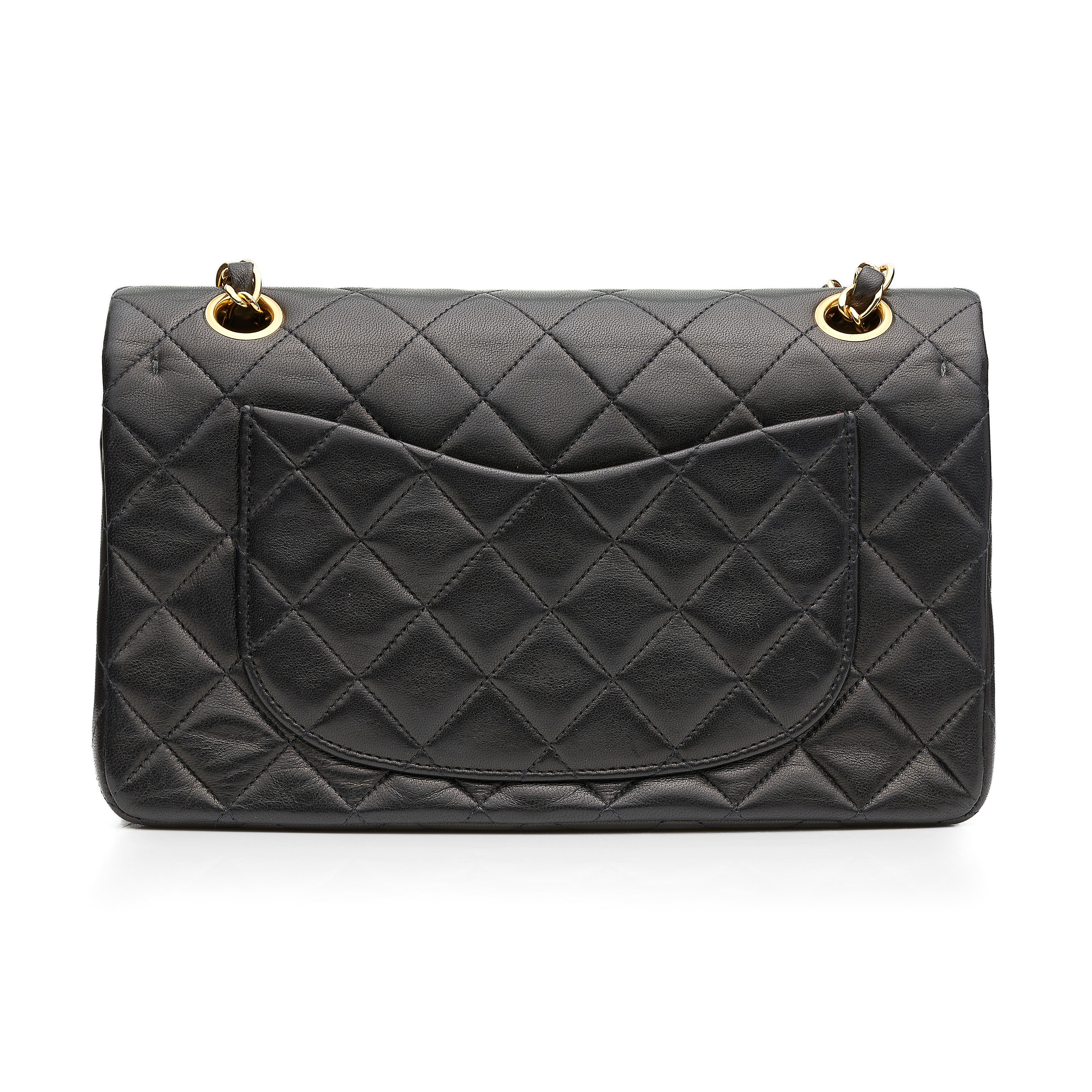 CHANEL, A VINTAGE MINI DOUBLE FLAP BAG quilted black lamb leather, gold tone hardware, red leather - Image 3 of 4