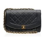 CHANEL, A VINTAGE DIANA 10" MEDIUM CLASSIC FLAP BAG black quilted lamb leather, gold-tone