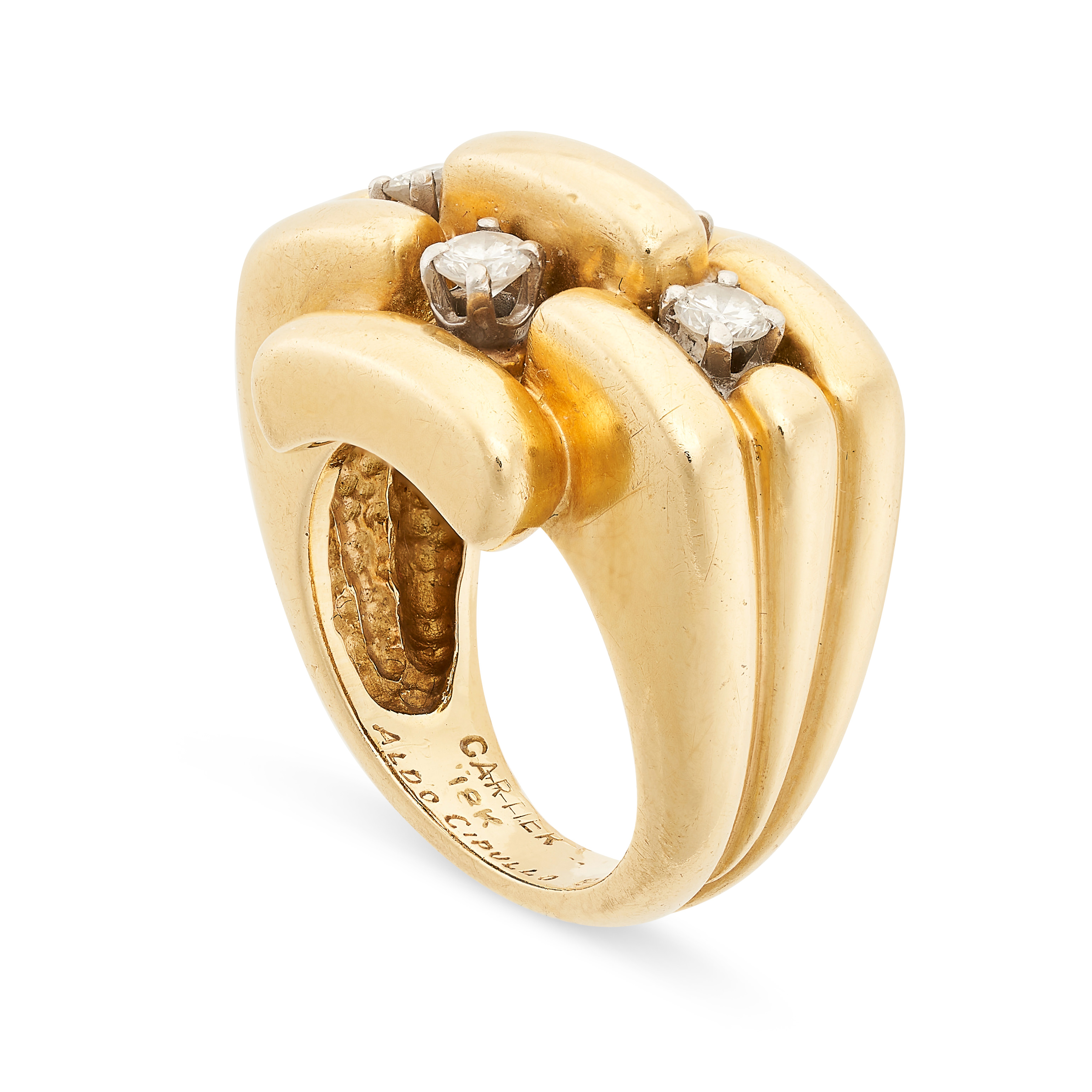 ALDO CIPULLO FOR CARTIER, A VINTAGE DIAMOND DRESS RING, 1971 in 18ct yellow gold, designed as a - Image 2 of 2