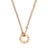 CARTIER, A DIAMOND LOVE NECKLACE in 18ct rose gold, comprising a double row chain set with a round
