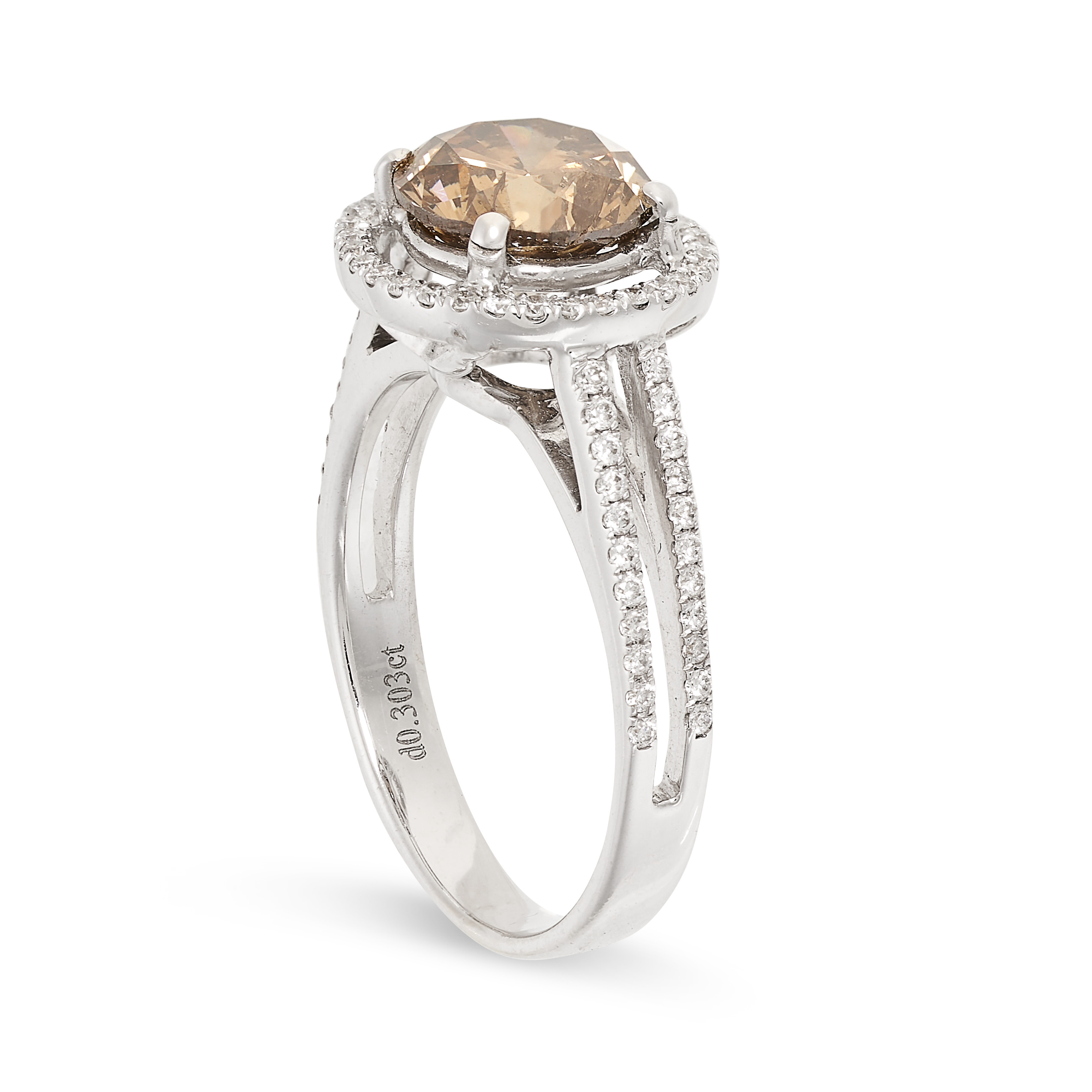 A BROWN DIAMOND DRESS RING in 18ct gold, set with a round brilliant cut diamond of 2.07 carats, - Image 2 of 2