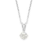 A SOLITAIRE DIAMOND PENDANT NECKLACE in 18ct white gold, set with a round brilliant cut diamond of