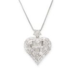 A DIAMOND HEART PENDANT NECKLACE the heart shaped pendant set all over with round brilliant and