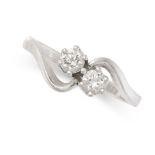 NO RESERVE - A DIAMOND TOI ET MOI RING in platinum, set with two round brilliant cut diamonds,