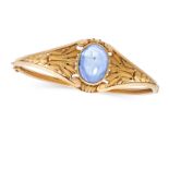 ALEXANDER TILLANDER, AN ART NOUVEAU CEYLON NO HEAT SAPPHIRE BANGLE in 18ct yellow gold, the tapering