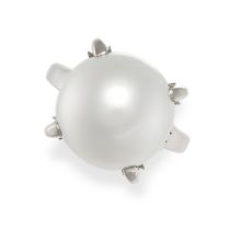 A PEARL COCKTAIL RING set with a pearl of 14.6mm, no assay marks, size P / 7.5, 15.3g.