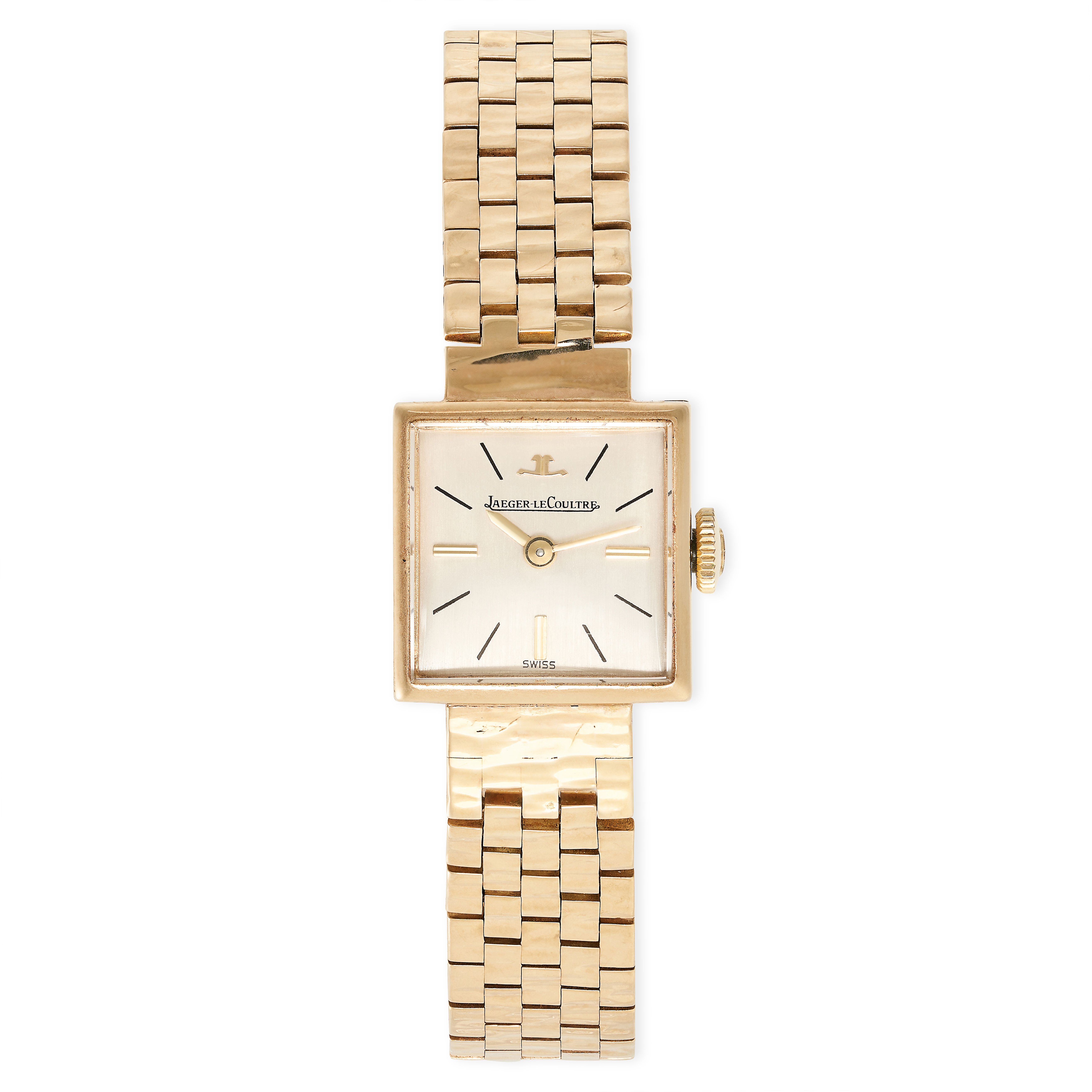JAEGER-LECOULTRE, A VINTAGE LADIES YELLOW GOLD WRISTWATCH, in 9ct yellow gold, the square face