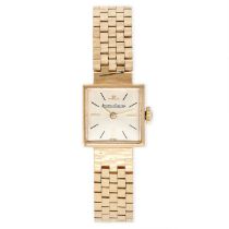 JAEGER-LECOULTRE, A VINTAGE LADIES YELLOW GOLD WRISTWATCH, in 9ct yellow gold, the square face