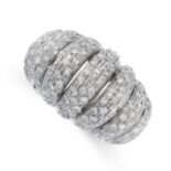 A DIAMOND RING the front of ridged bombe design, pave-set with brilliant-cut diamonds, estimated
