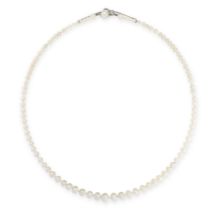A NATURAL PEARL NECKLACE designed as a single row of graduated natural pearls measuring