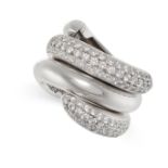 CHAUMET, A TANGO DIAMOND RING in 18ct white gold, designed as two interlocking swirl rings one set