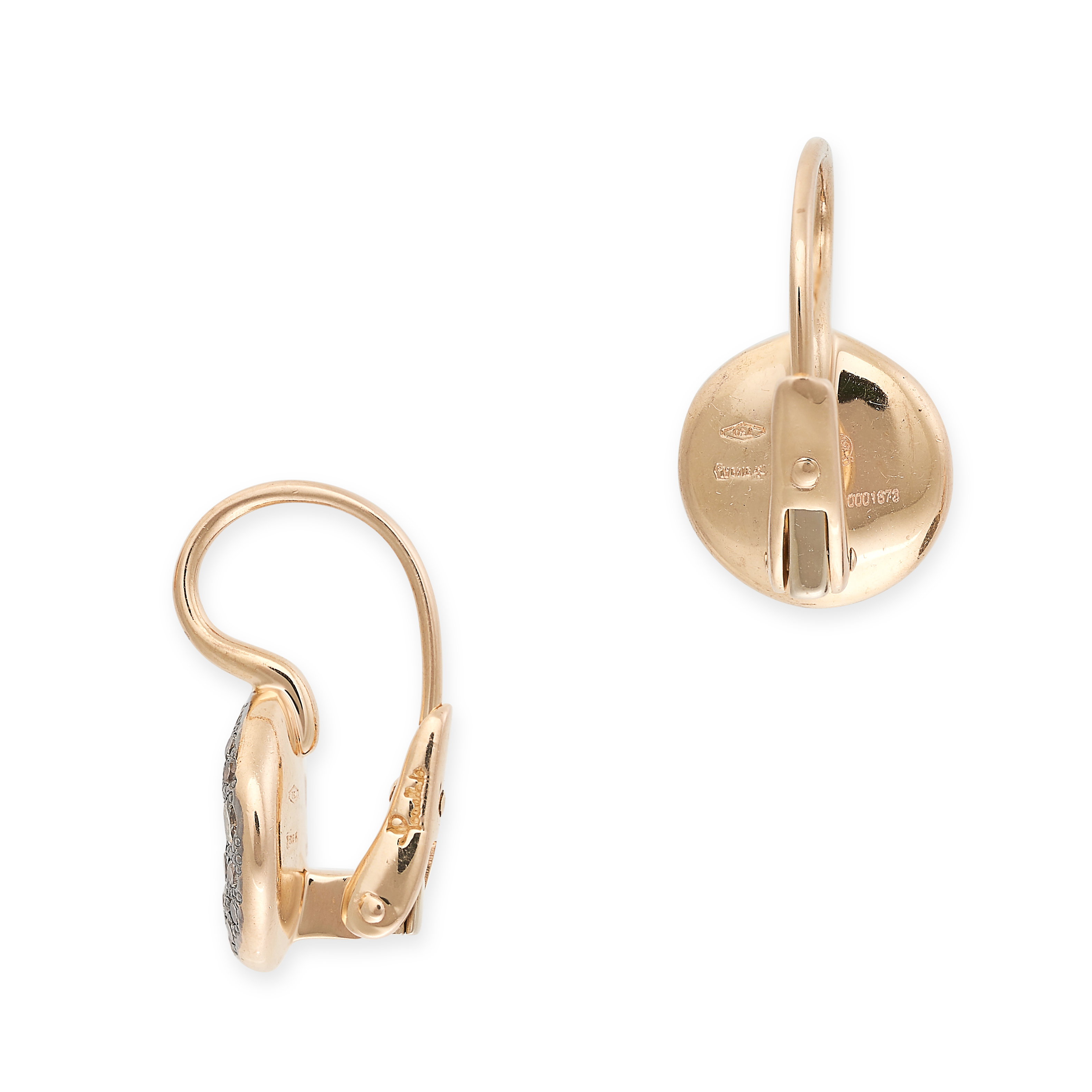 POMELLATO, A PAIR OF DIAMOND SABBIA EARRINGS in 18ct rose gold, the circular bodies pave set with - Image 2 of 2