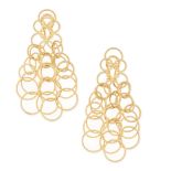 BUCCELLATI, A PAIR OF HAWAII PENDANT EARRINGS in yellow gold, comprising a series of interlocking