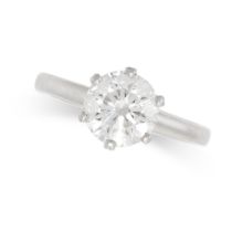 A SOLITAIRE DIAMOND ENGAGEMENT RING in platinum, set with a round brilliant cut diamond of 1.51
