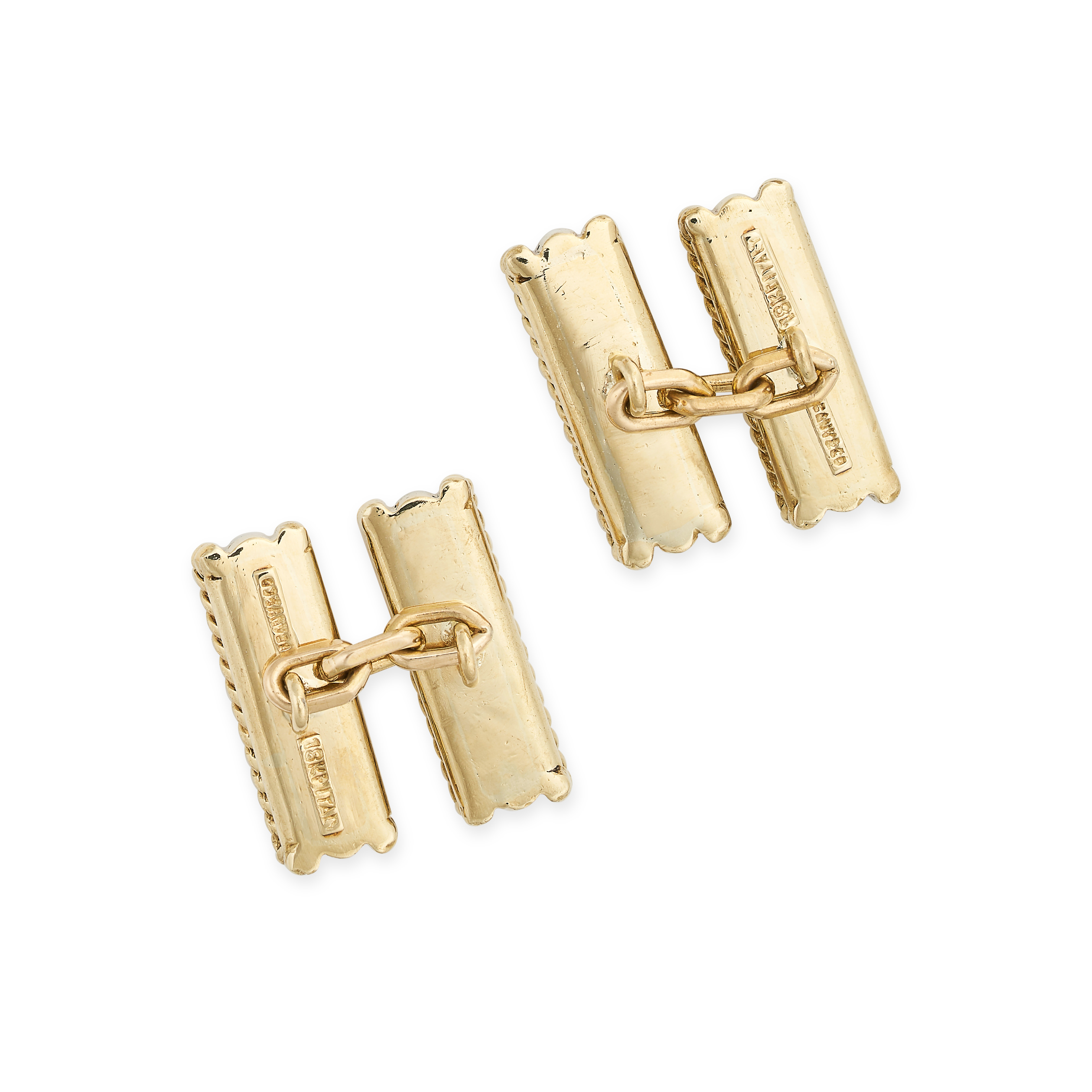 TIFFANY & CO, A PAIR OF DIAMOND CUFFLINKS in 18ct yellow gold and white gold, each formed of two - Image 2 of 2
