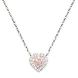 A PINK DIAMOND AND WHITE DIAMOND PENDANT NECKLACE set with a heart cut fancy brownish pink diamond