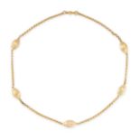 AN ANTIQUE GOLD NECKLACE in Etruscan revival design, the fancy link chain with five reeded oval