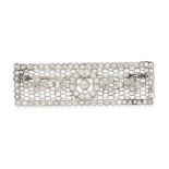 AN EDWARDIAN DIAMOND PLAQUE BROOCH the rectangular body in openwork design, with floral and