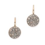 POMELLATO, A PAIR OF DIAMOND SABBIA EARRINGS in 18ct rose gold, the circular bodies pave set with