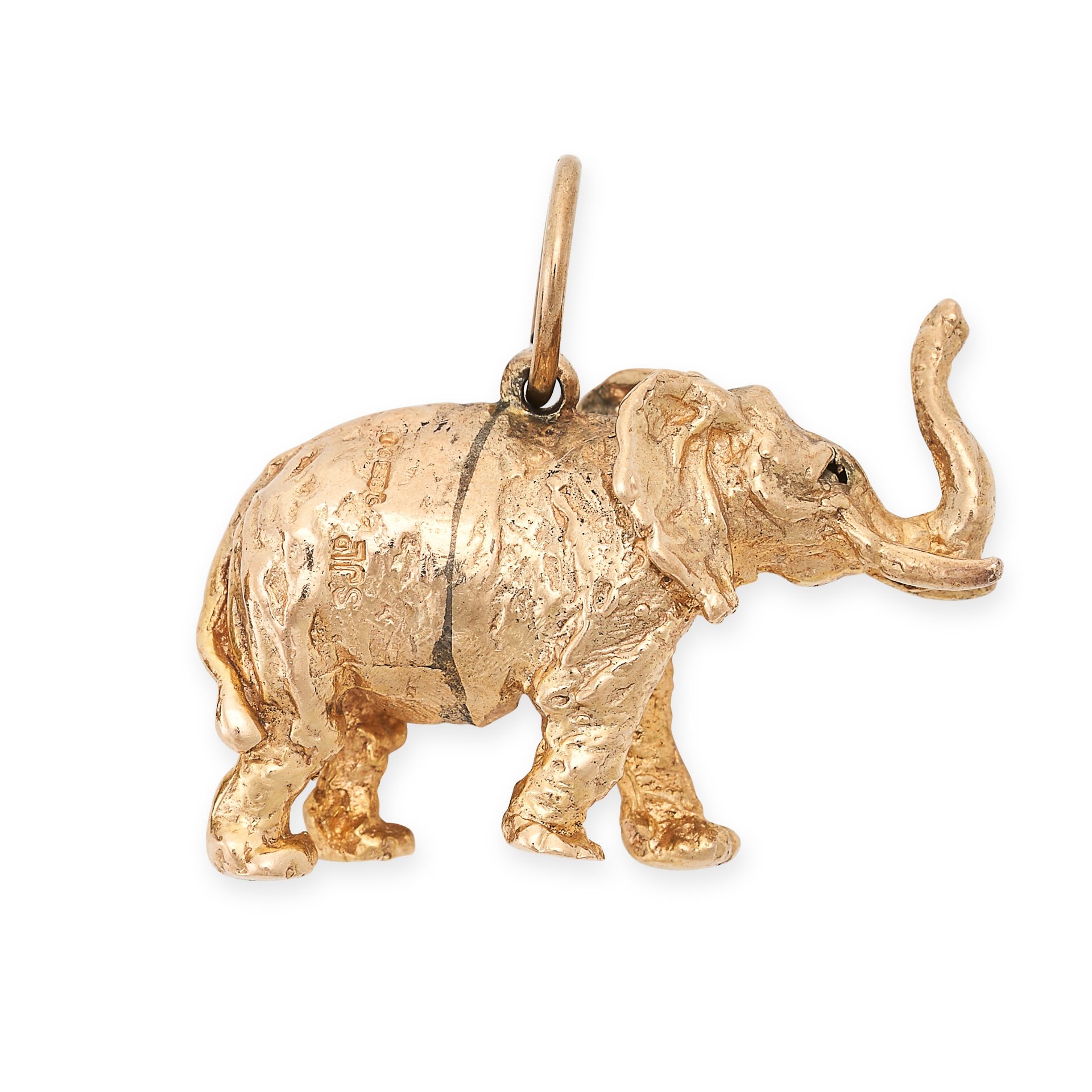 A VINTAGE ELEPHANT CHARM / PENDANT in 9ct yellow gold, designed as an elephant, full British - Bild 2 aus 2