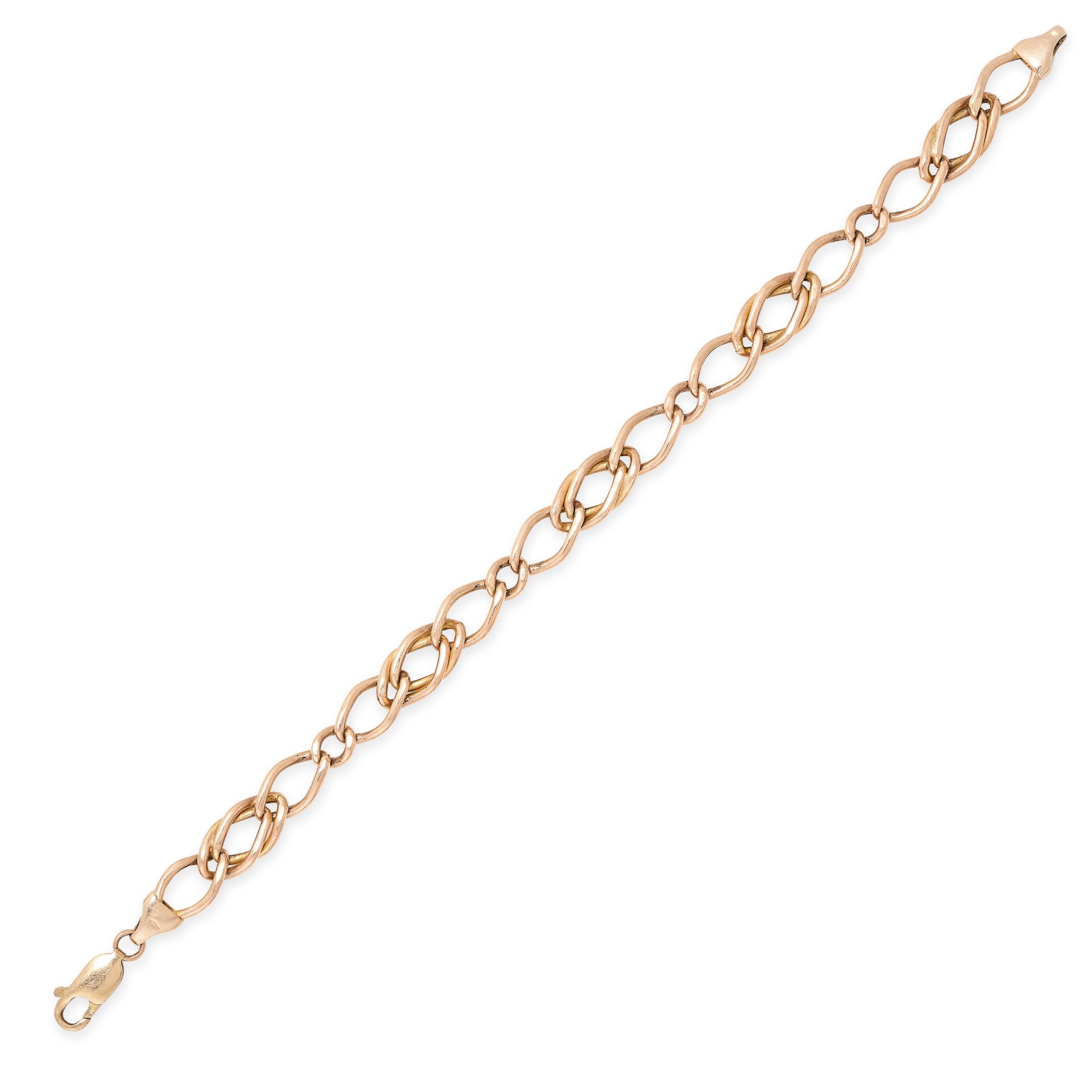 A VINTAGE GOLD BRACELET in 9ct gold, comprising a series of fancy links, stamped 375, 19.3cm, 6.7g.