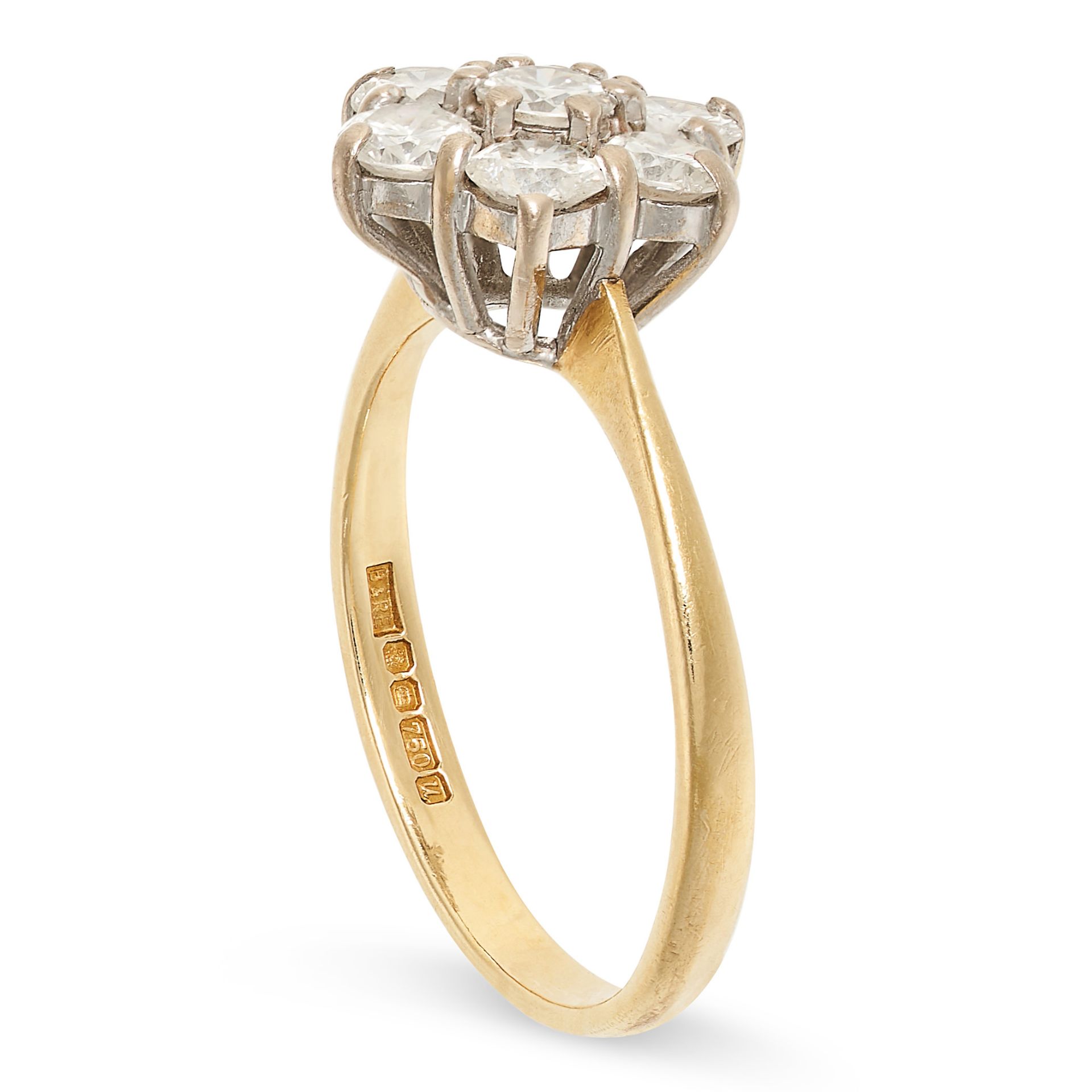 A DIAMOND CLUSTER RING in 18ct yellow gold, set with a cluster of round brilliant cut diamonds, - Bild 2 aus 2
