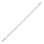 A DIAMOND BRACELET in 18ct white gold, comprising a row of diamond floral cluster and bar links