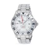 OMEGA, A SEAMASTER GMT GREAT WHITE WRISTWATCH, REF. 2538.20.00, a silver coloured uni-directional
