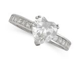 A DIAMOND ENGAGEMENT RING in platinum, set with a heart brilliant cut diamond of 2.10 carats, the