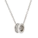 BULGARI, A B.ZERO 1 DIAMOND PENDANT NECKLACE in 18ct white gold, the rounded pendant jewelled with