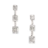 A PAIR OF DIAMOND DROP EARRINGS in 18ct white gold, each set with a single row of illusion set